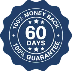 60-day 100% money-back guarantee seal