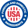 Made in USA with domestic and foreign ingredients badge